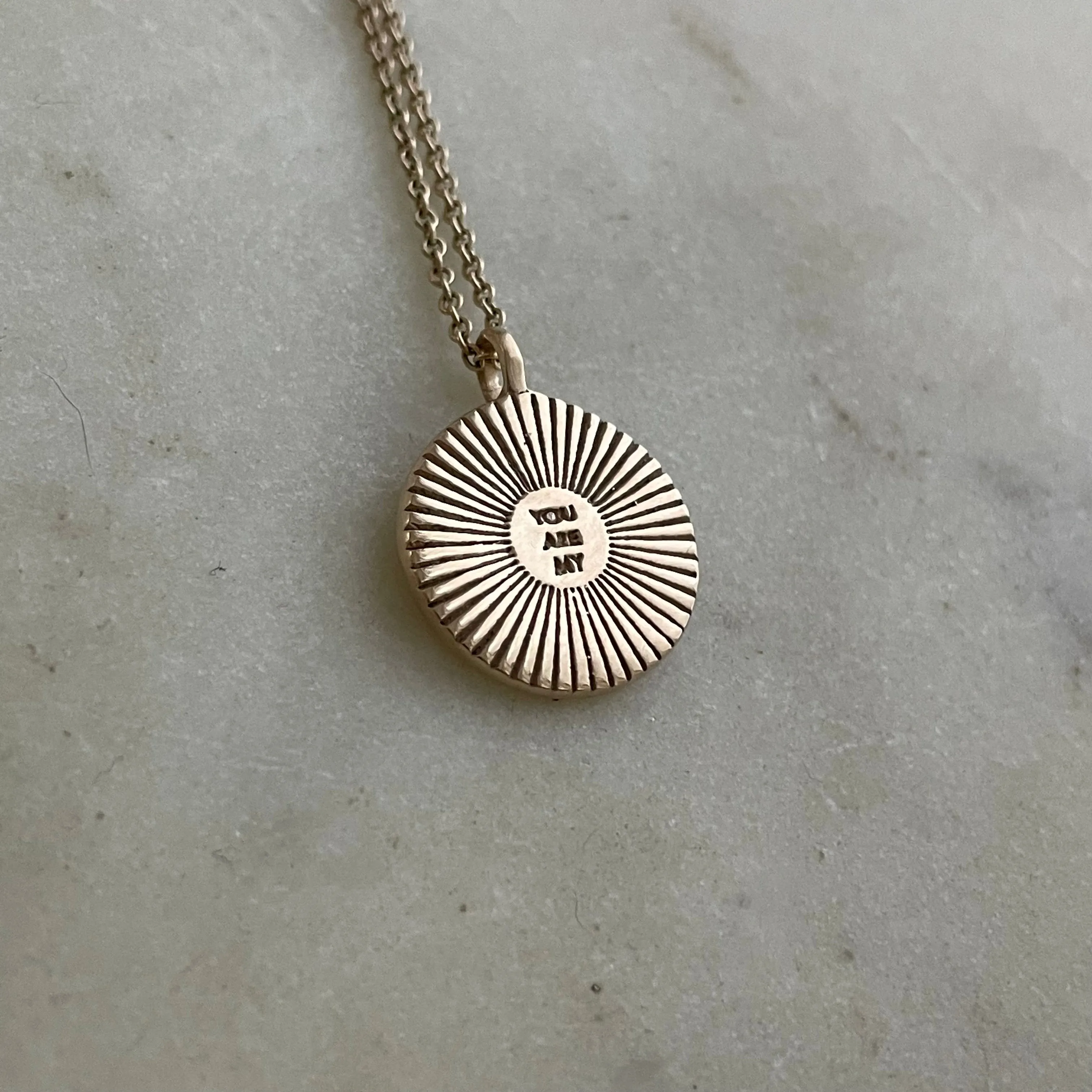 14K GOLD YOU ARE MY SUNSHINE PENDANT —SMALL