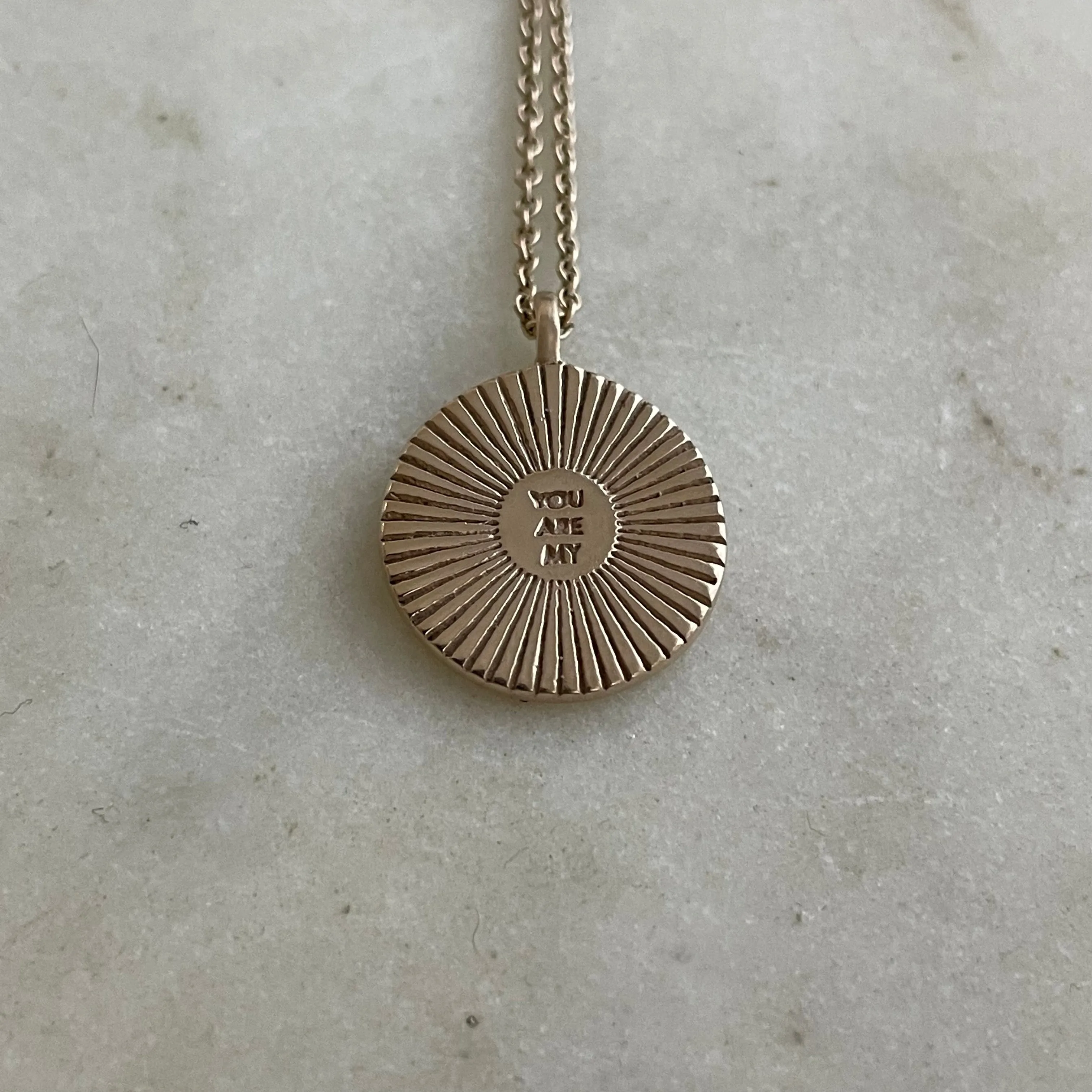 14K GOLD YOU ARE MY SUNSHINE PENDANT —SMALL