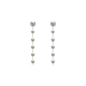 18K Gold Silver Blue Akoya Pearl Earrings KE00157