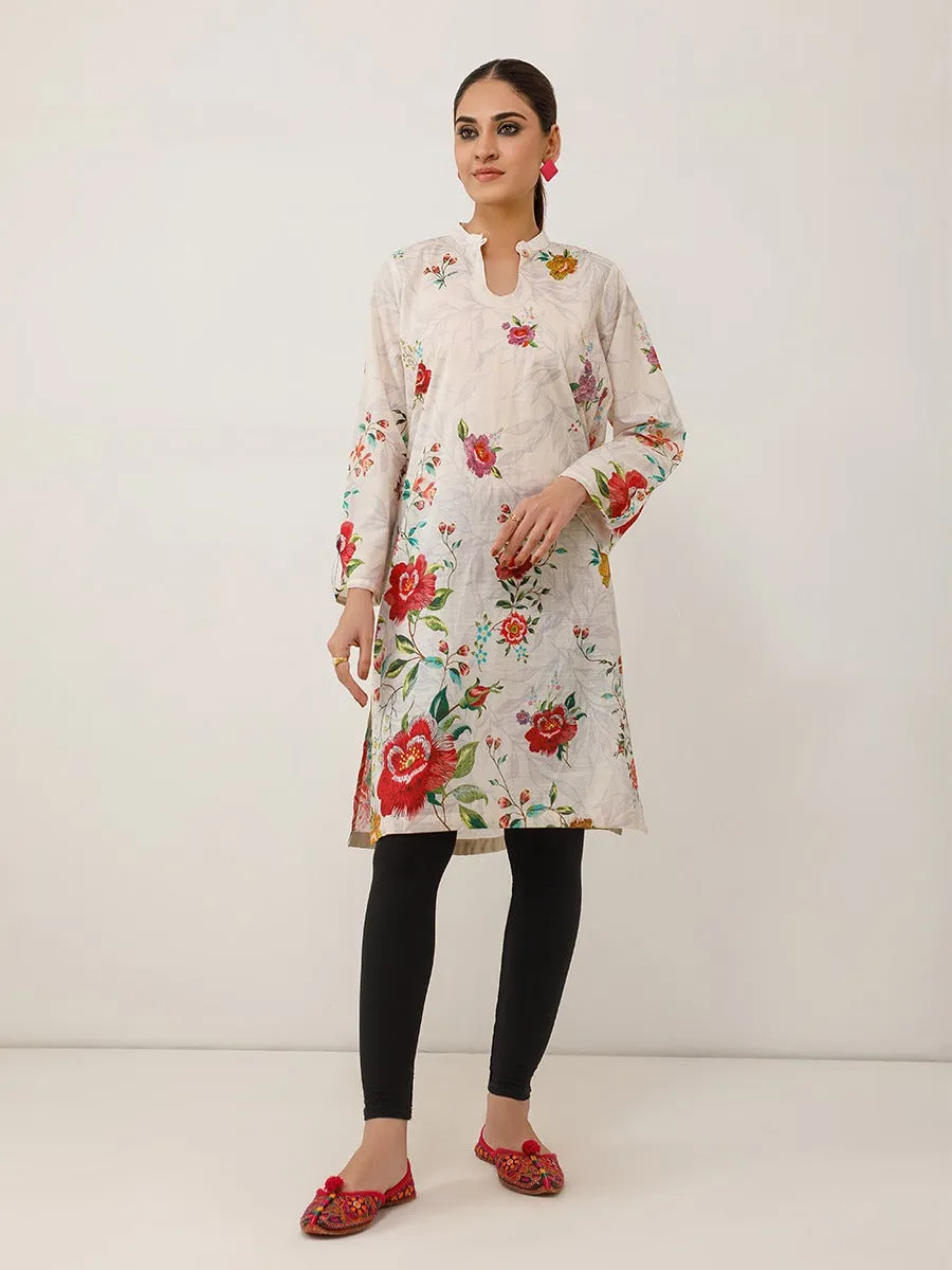 1pc Unstitched Digital Printed Lawn Slub Kurti