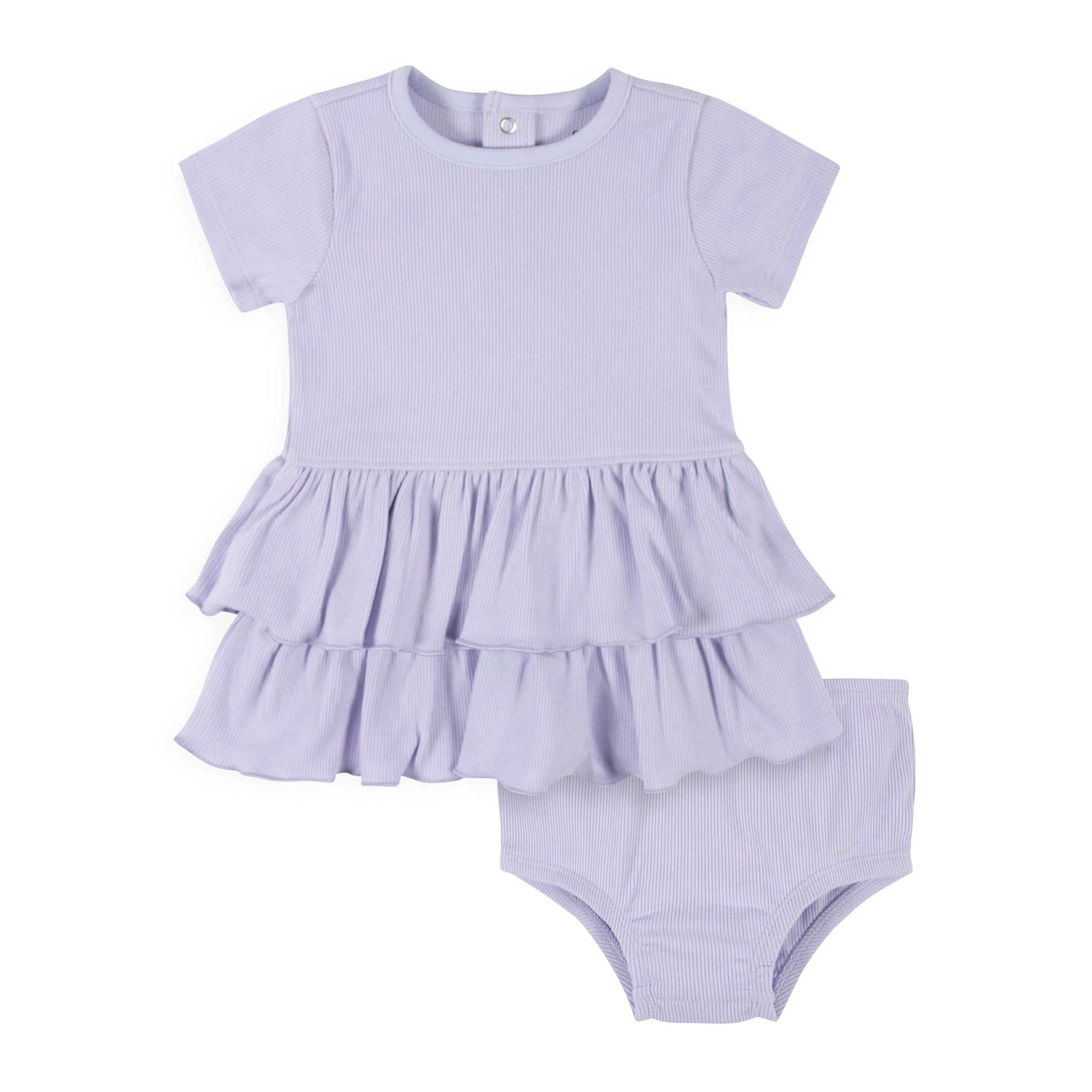 2-Piece Baby Girls Purple Dress & Diaper Cover