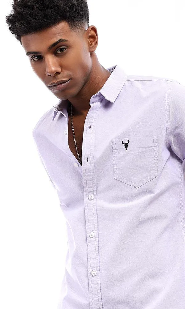 94713 Casual Button Down Half Sleeves Shirt - Lilac