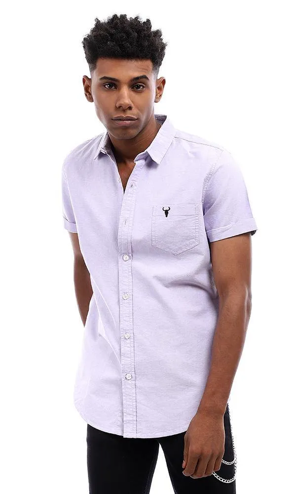 94713 Casual Button Down Half Sleeves Shirt - Lilac