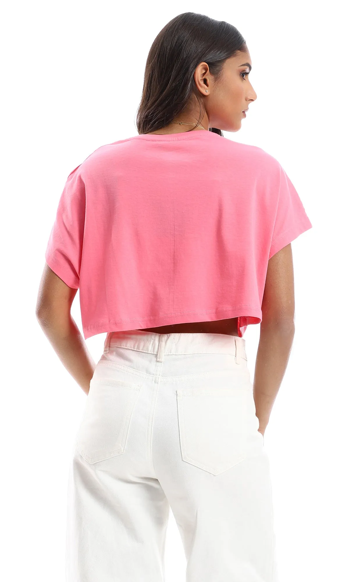 97445 Loose Fit Cropped Summer Tee - Cotton Candy Pink