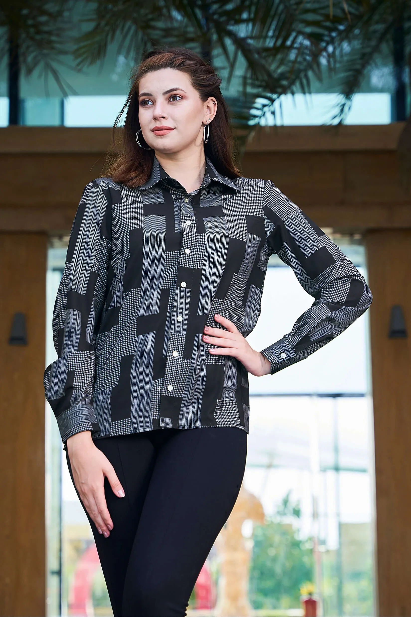 Abstract Regular Fit Casual Shirt