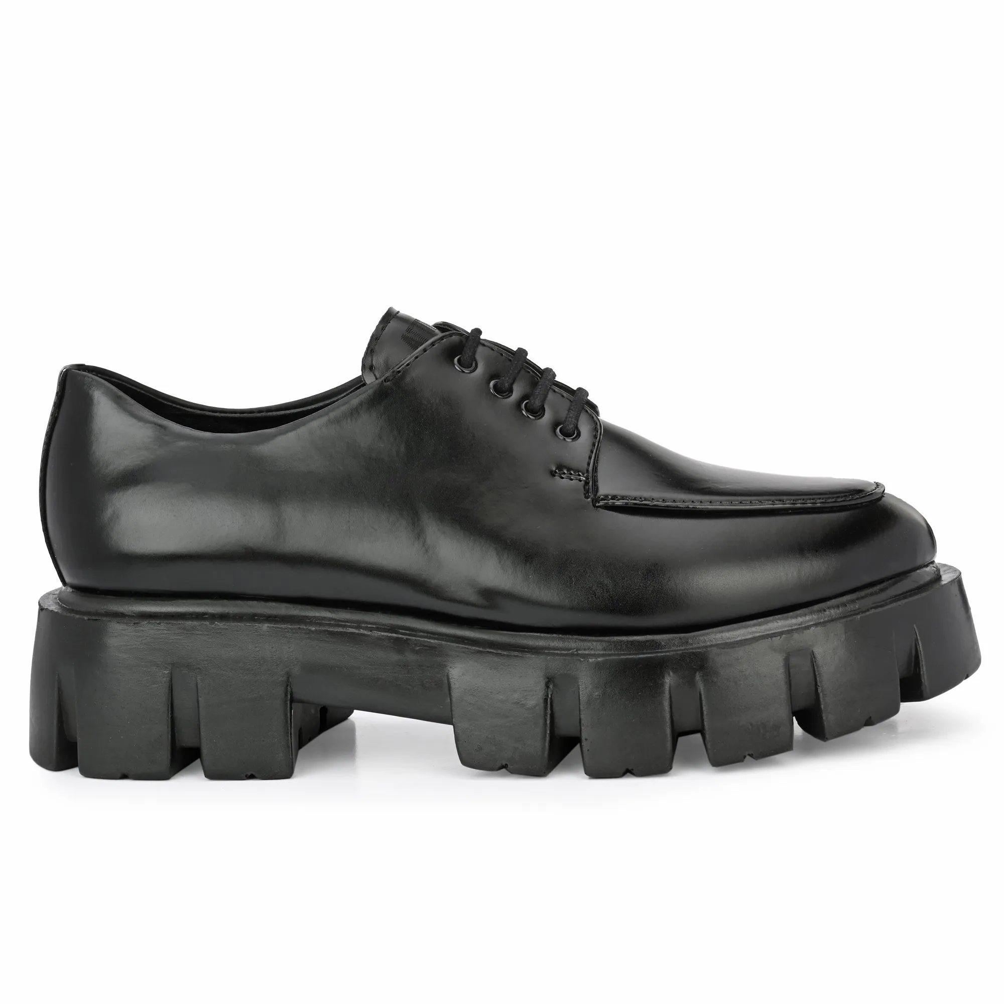 Attitudist Unisex Matte Black High Heel Formal Derby Shoes