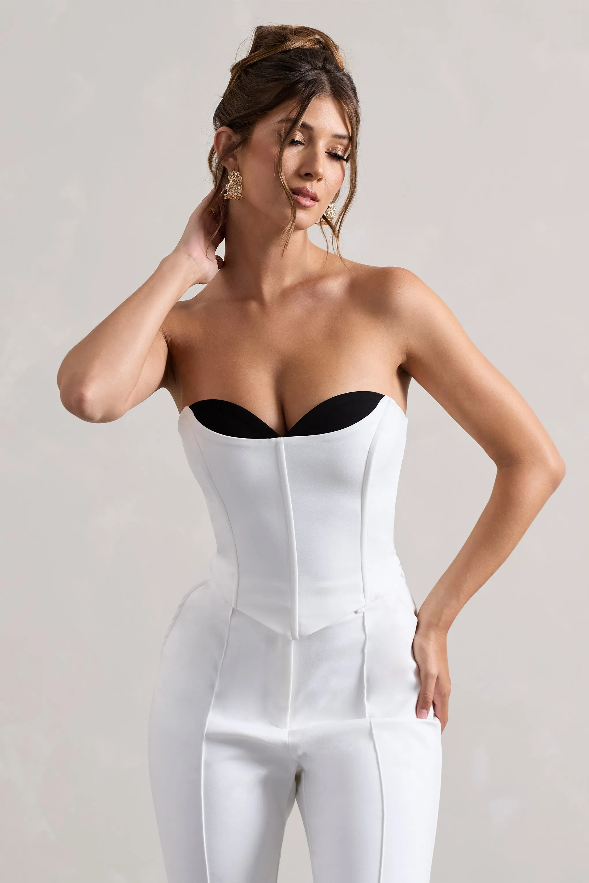 Aubriella | White Strapless Lace-Up Corset Top