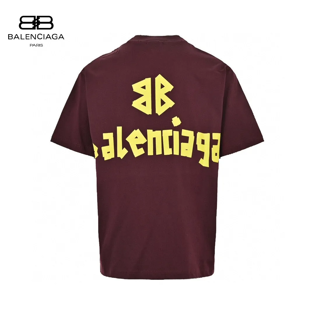 Balenciaga Burgundy Logo T-Shirt