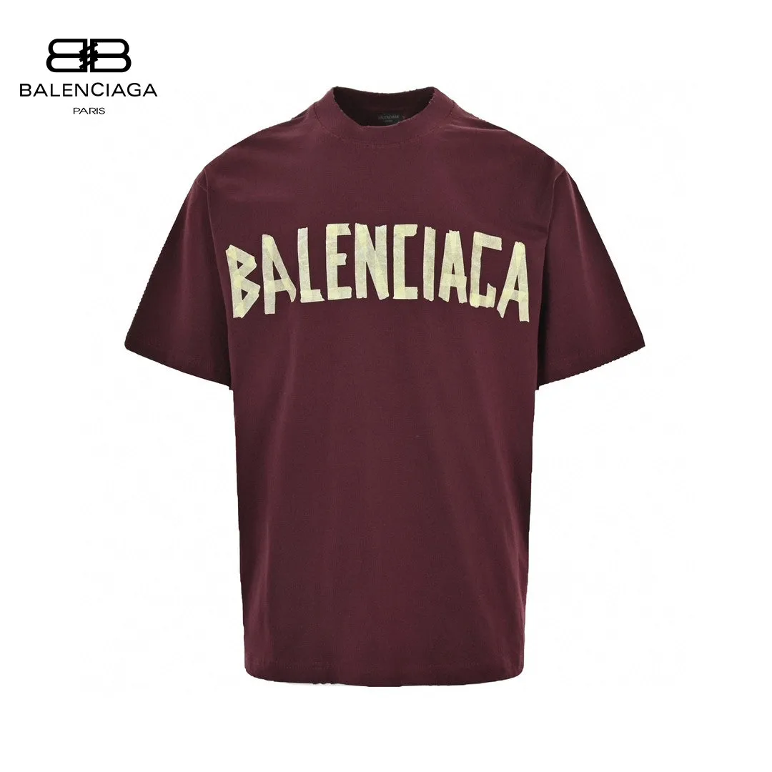 Balenciaga Burgundy Logo T-Shirt