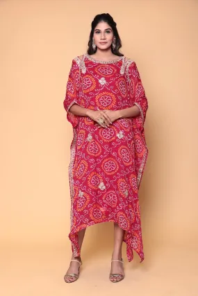 Bandhej Georgette bandhej Kaftan with Gota Patti work.