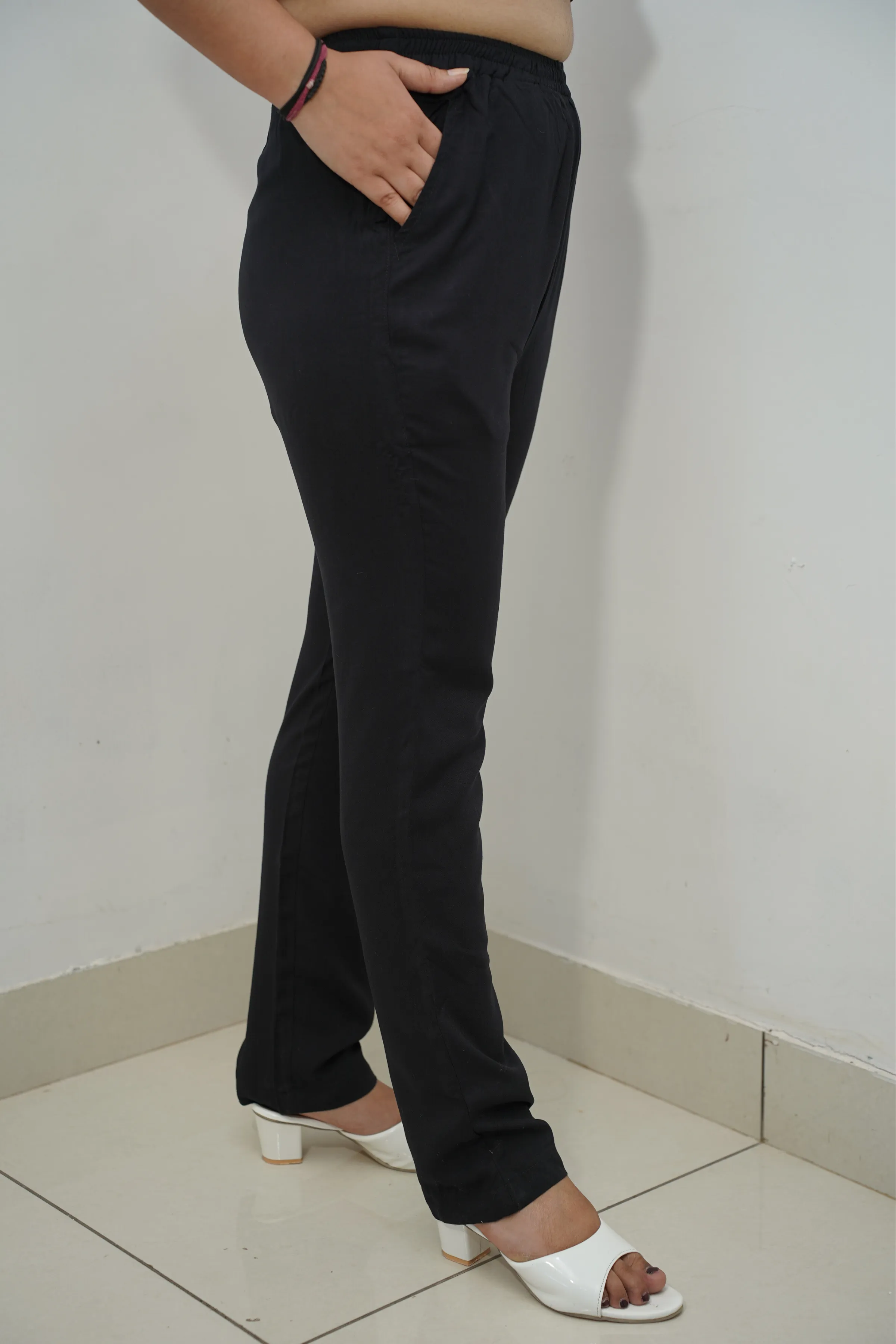 Basic Black Rayon Kurti Pant