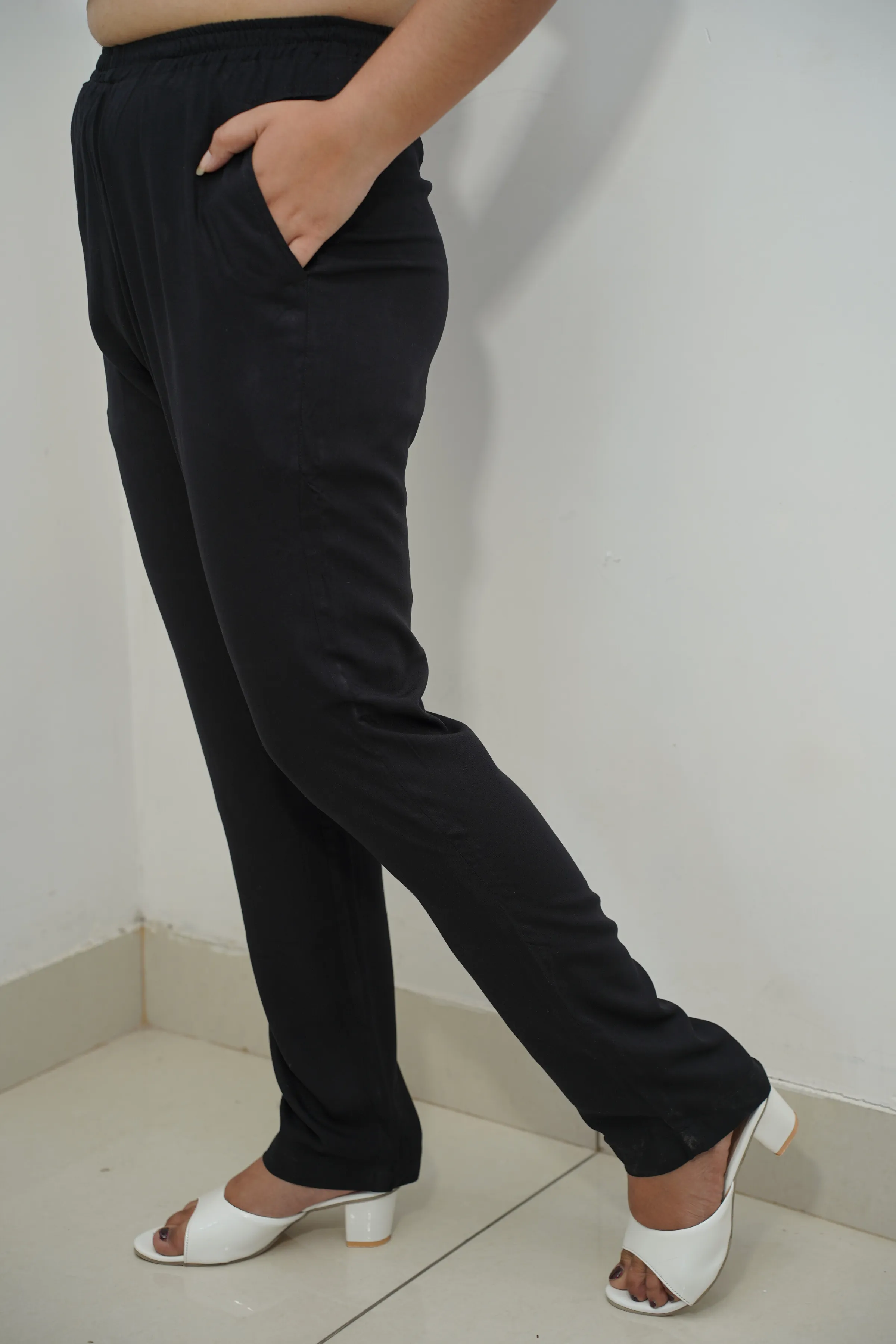 Basic Black Rayon Kurti Pant