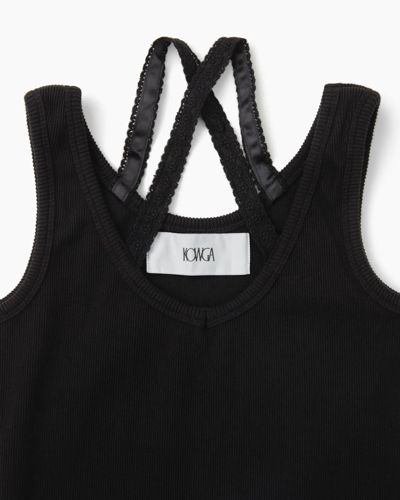 Basic Lace Tank Top Black