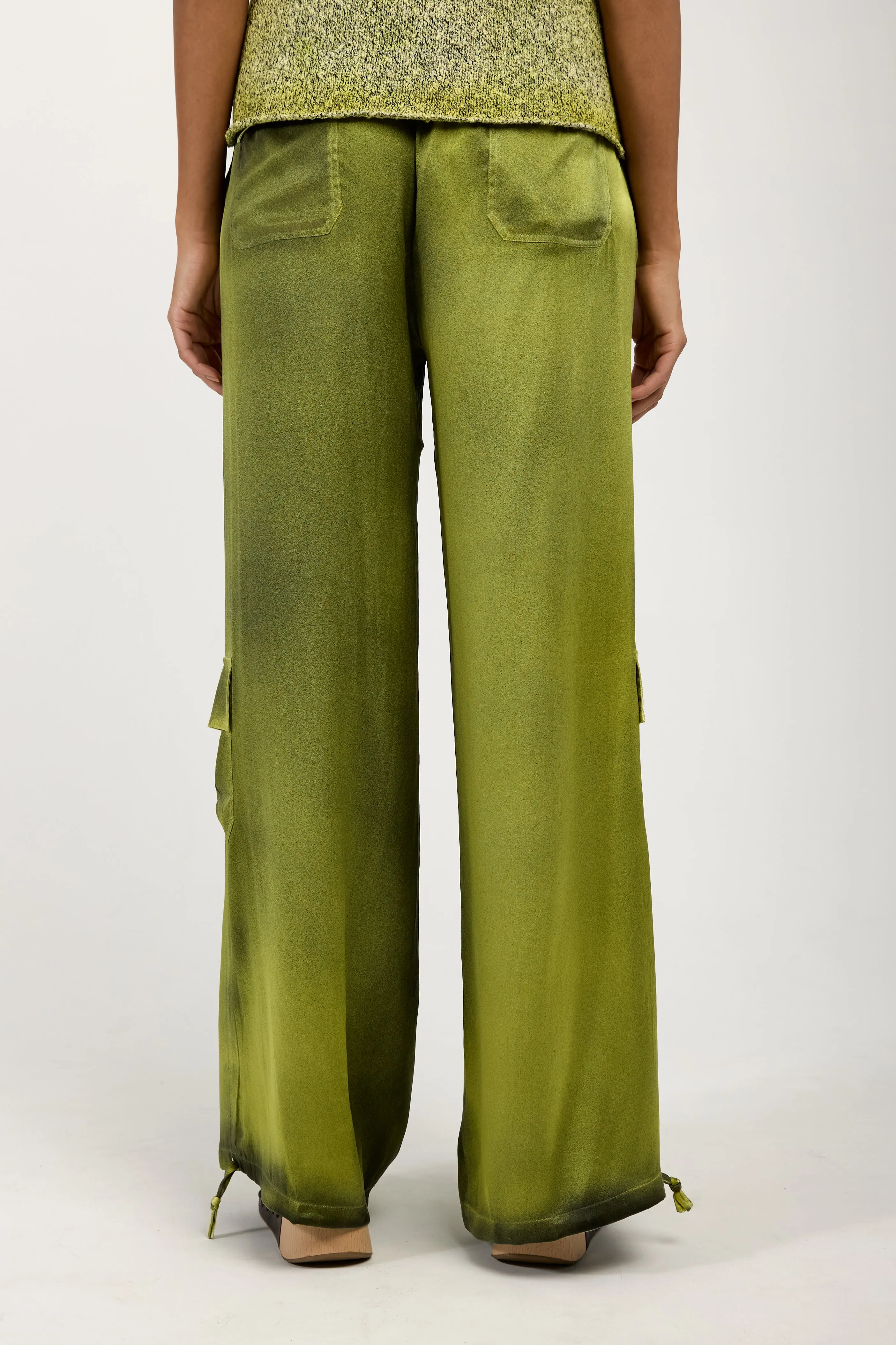 Batik Camou Silk Trouser Pant in Lime