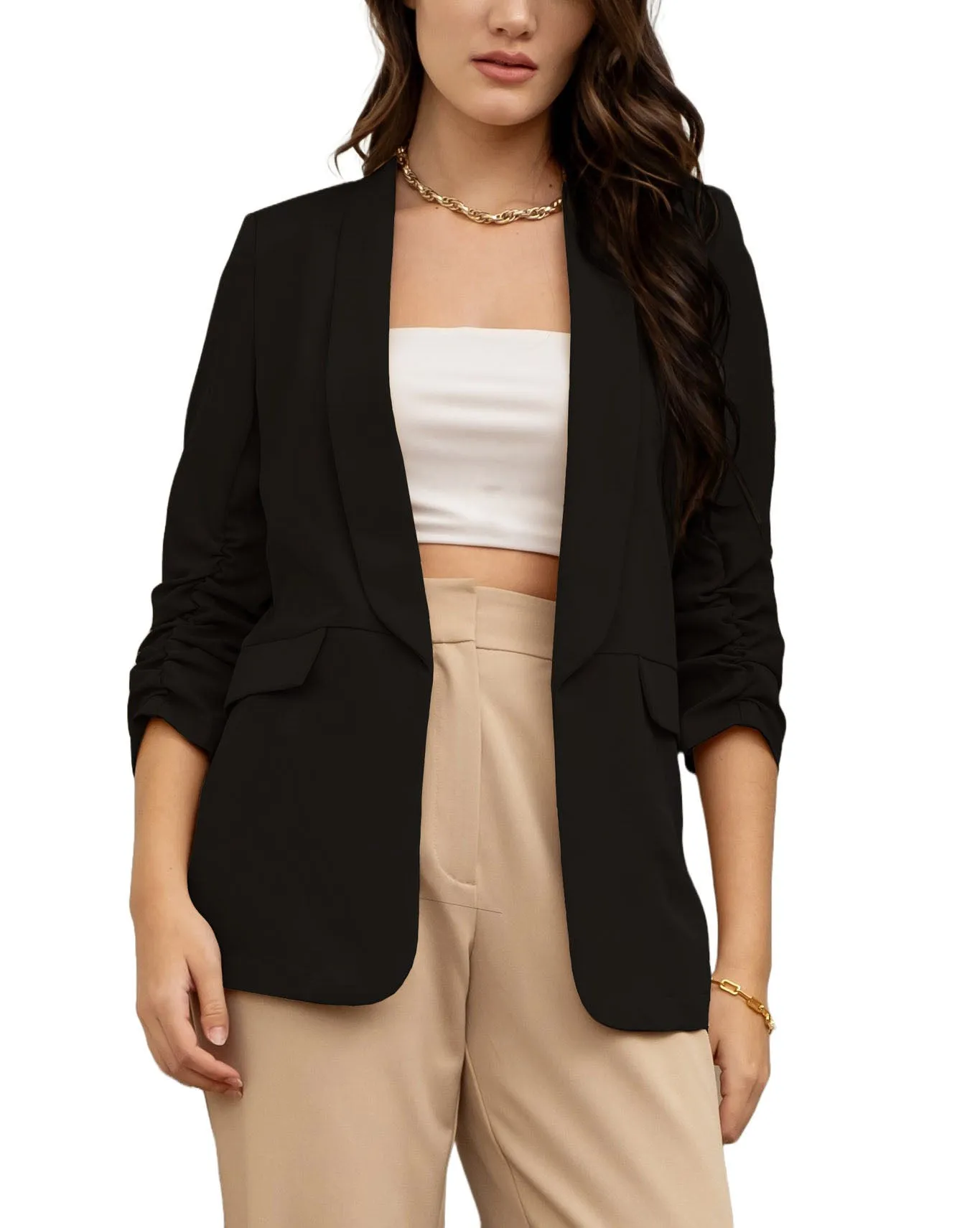 Beautiful Chaos Ruched Sleeve Blazer