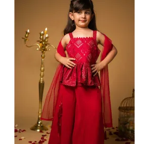 Beautiful Embroidery Party wear Kids Top Sharara dress