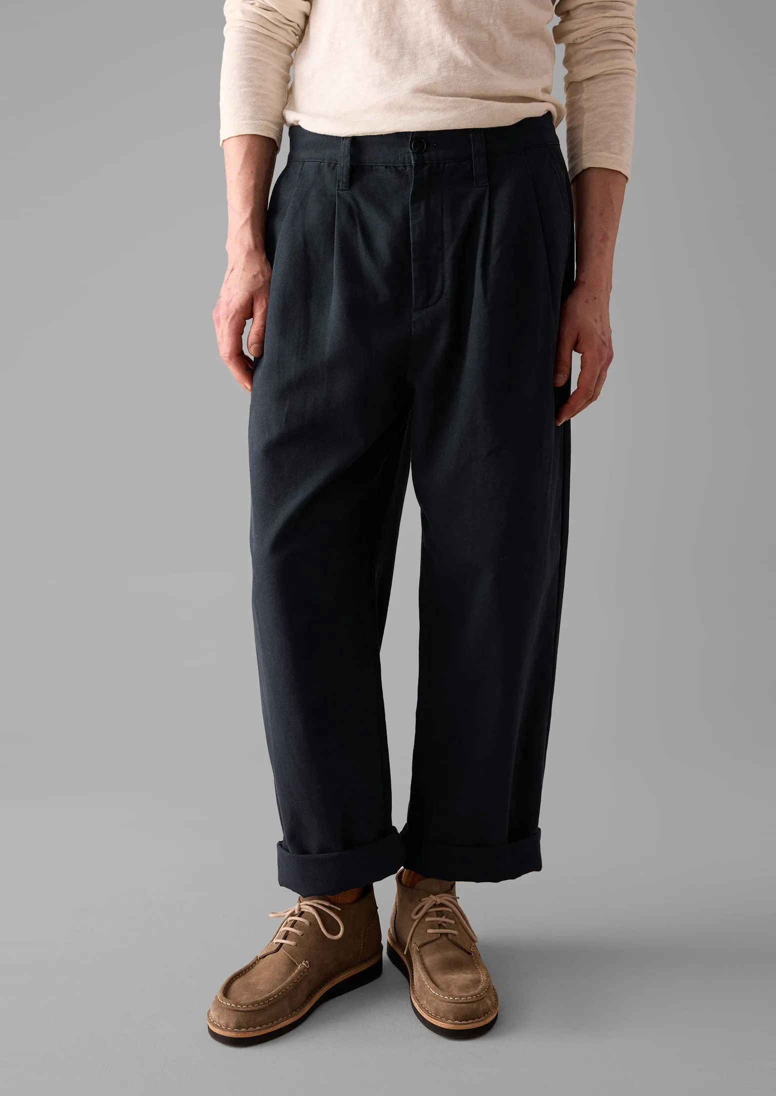 Bill Cotton Wide Leg Pants | Dark Navy