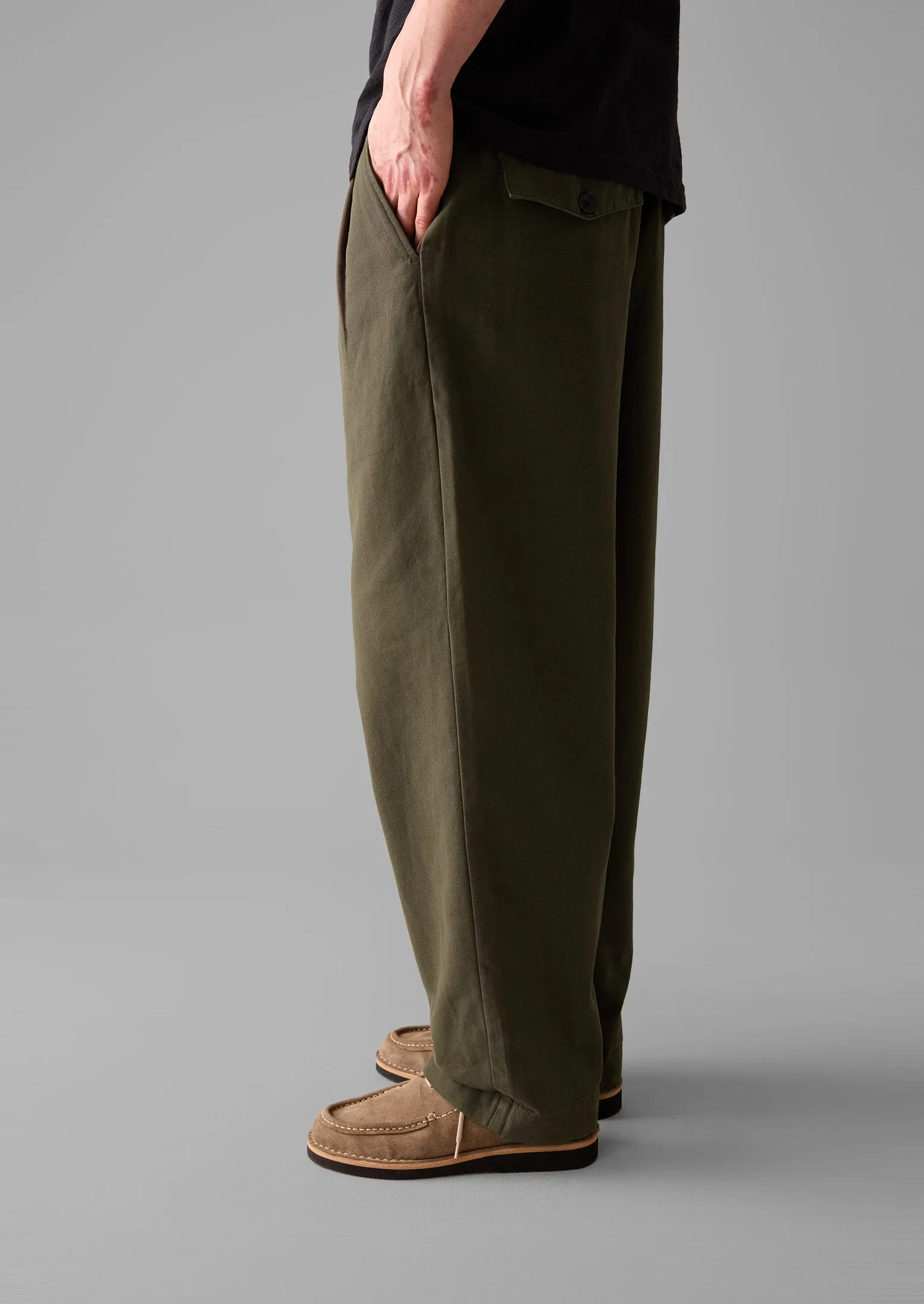 Bill Cotton Wide Leg Pants | Dark Olive