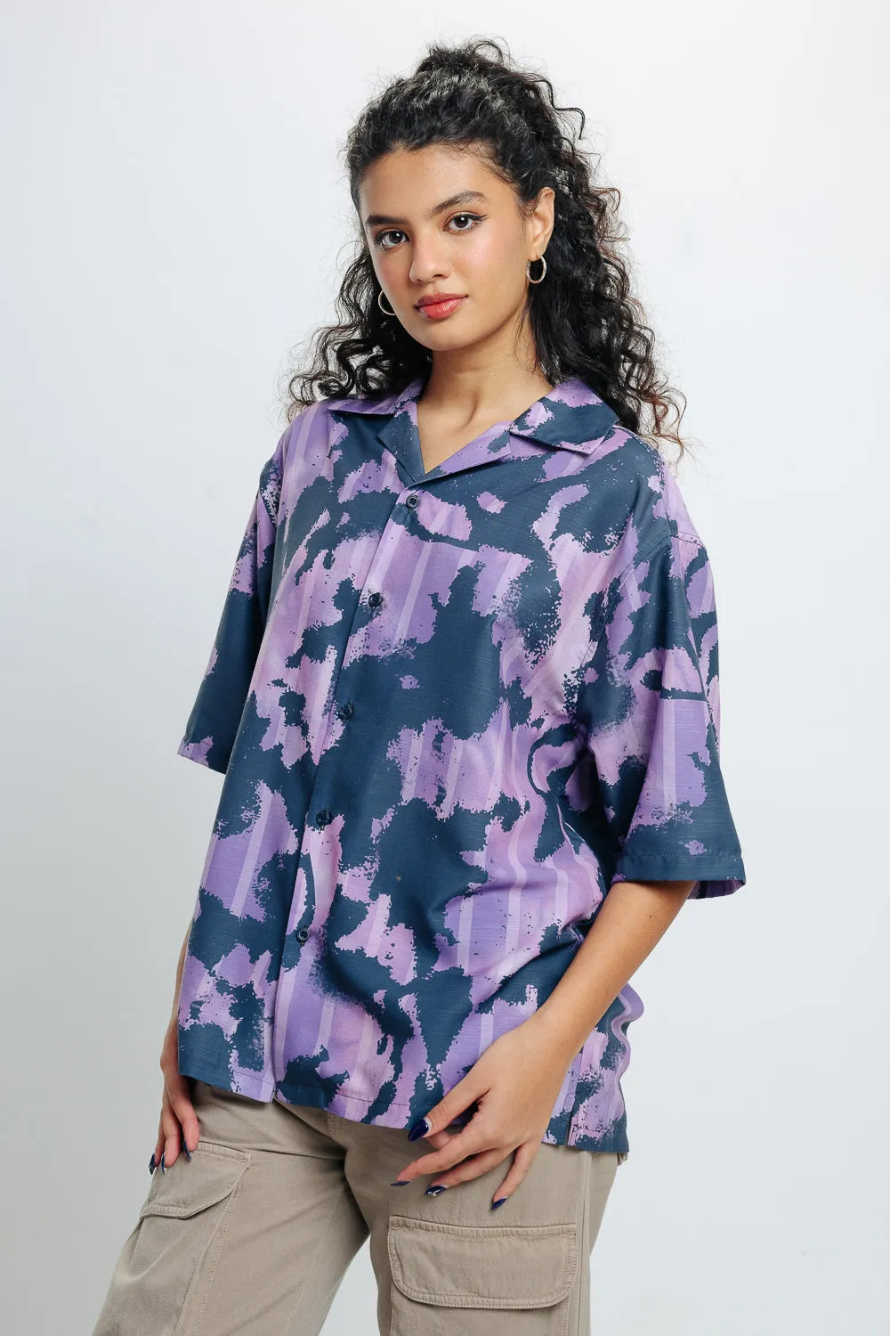 Black Currant Print Women's Resort Shirt