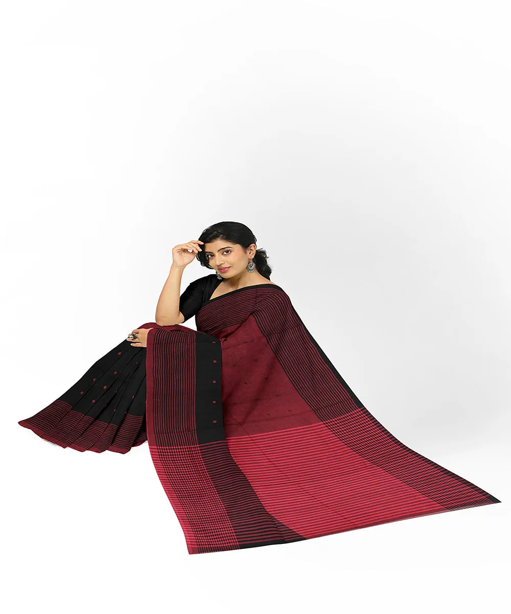 Black red butta handwoven rajahmundry cotton saree