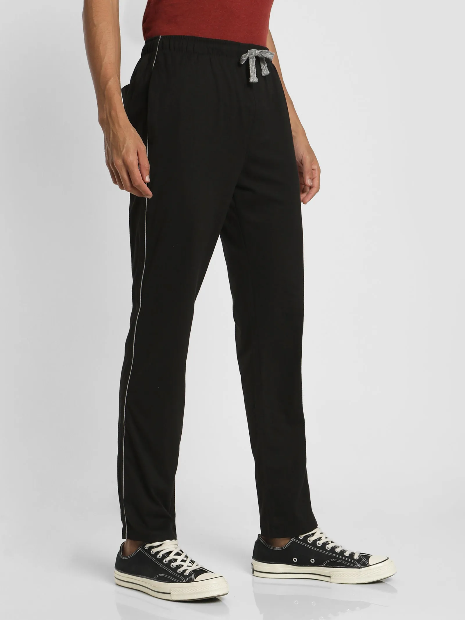 Black Solid Track Pant