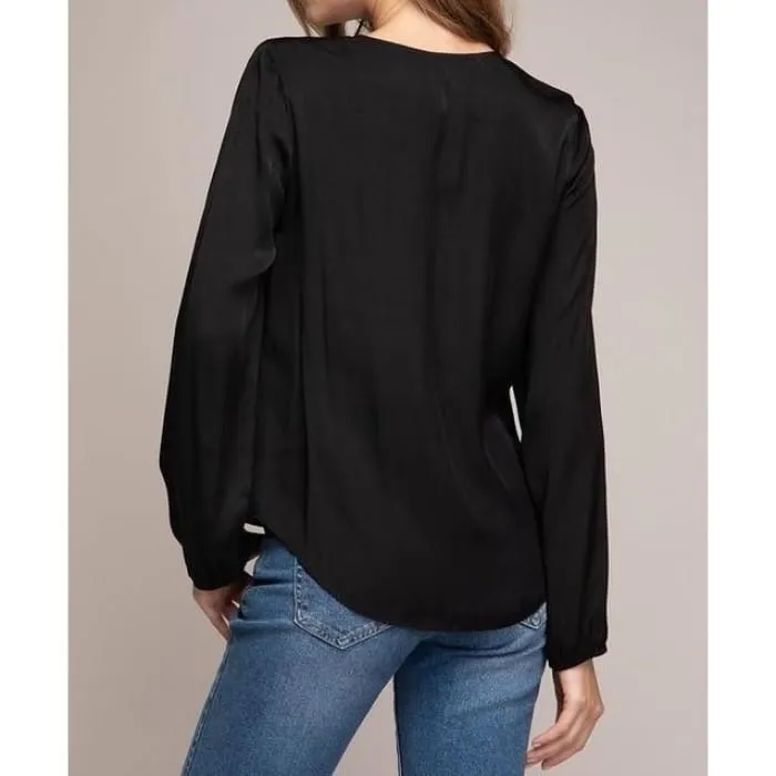 Black Tie Front Blouse