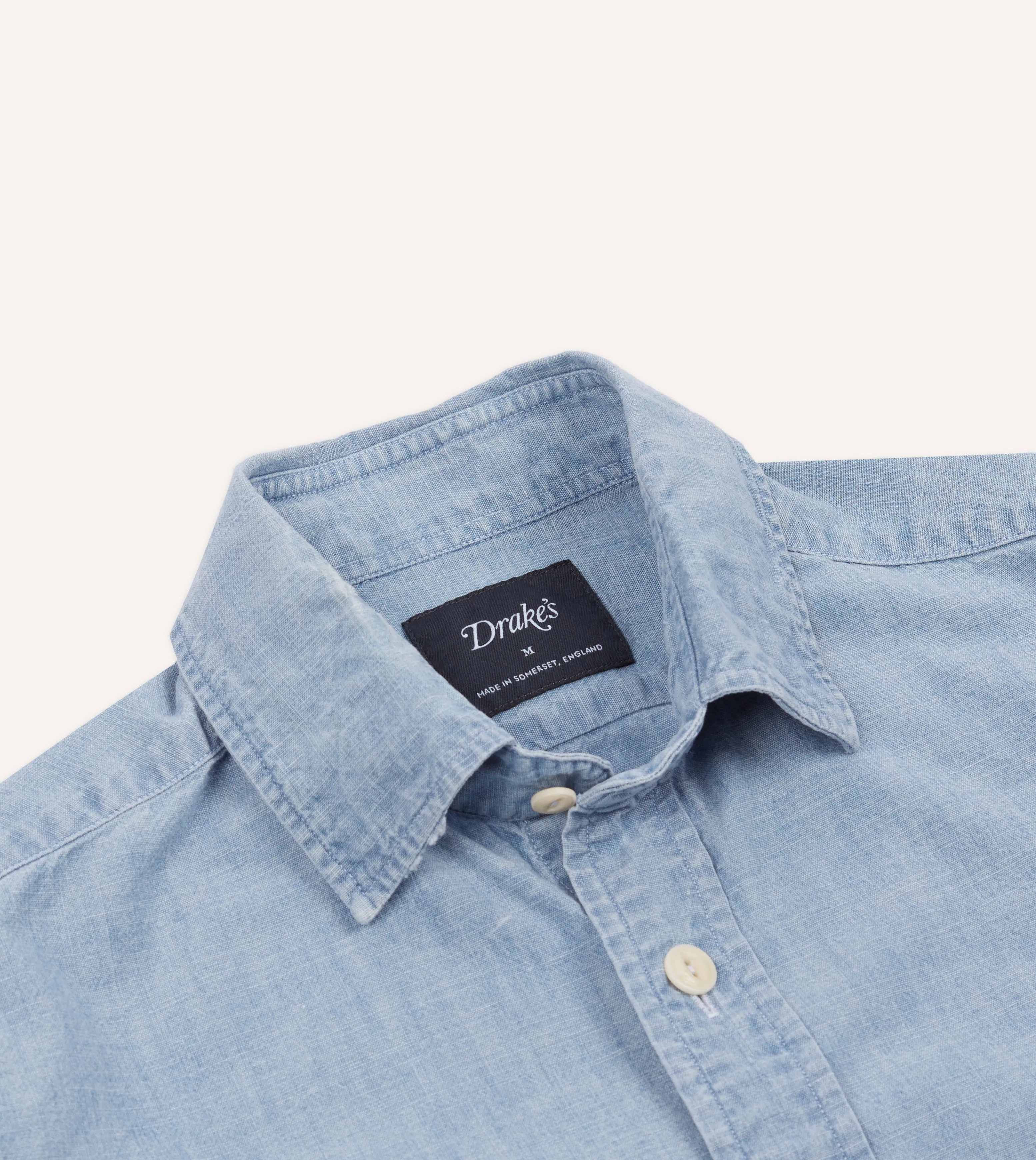 Blue Cotton Chambray Two-Pocket Work Shirt