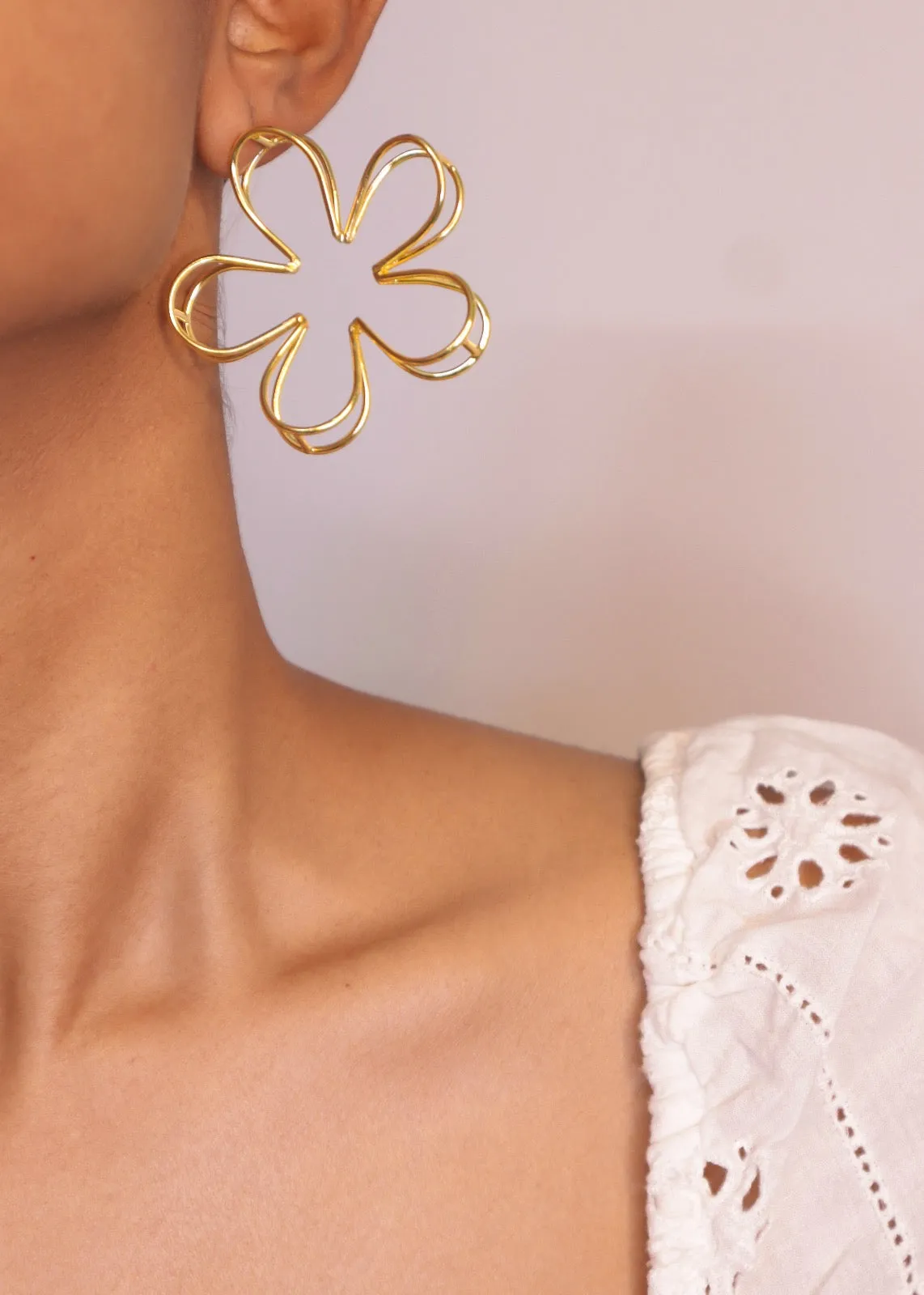 Brass - Flower Hoops