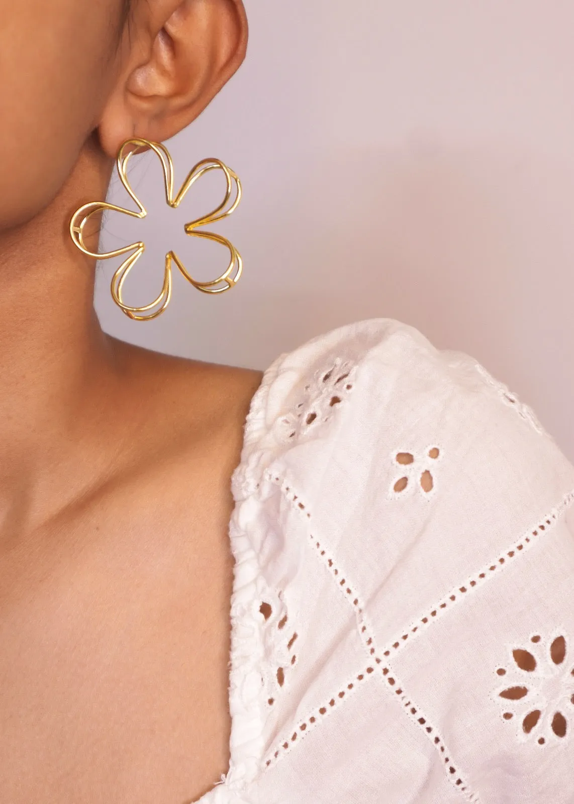 Brass - Flower Hoops