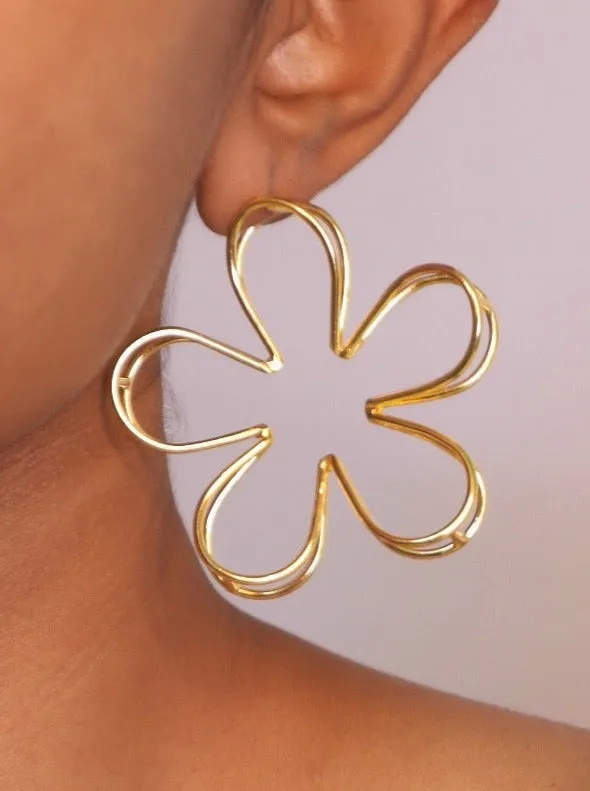 Brass - Flower Hoops