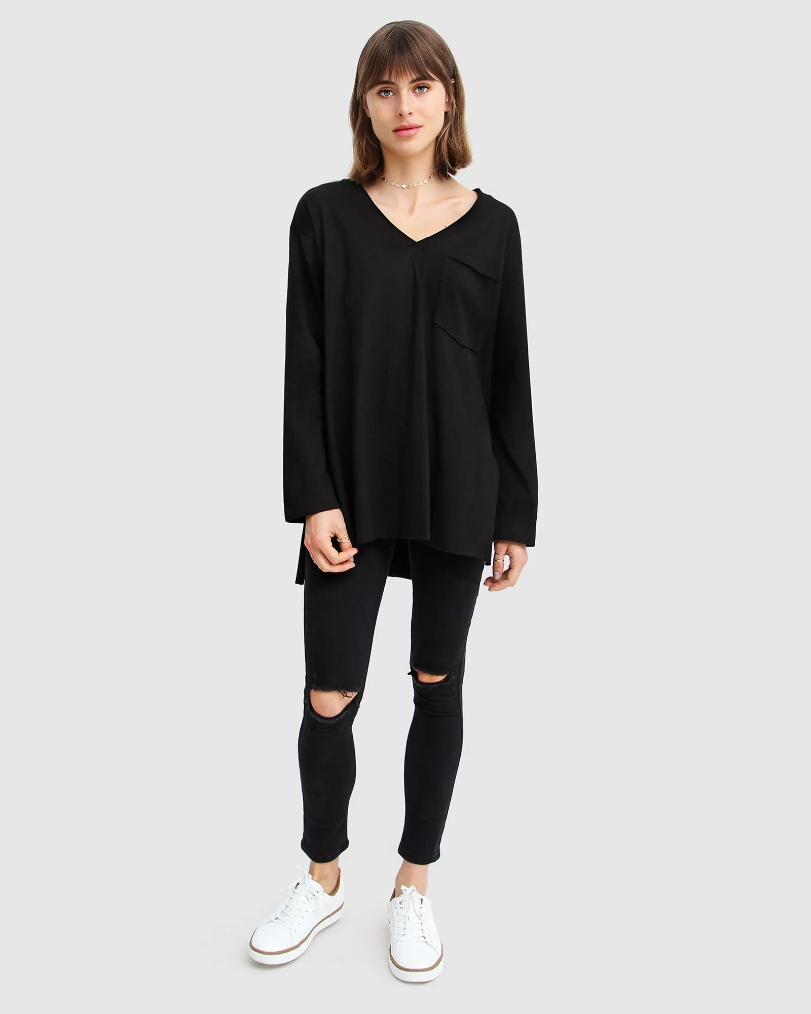 Brave Soul Long Sleeve T-Shirt - Black