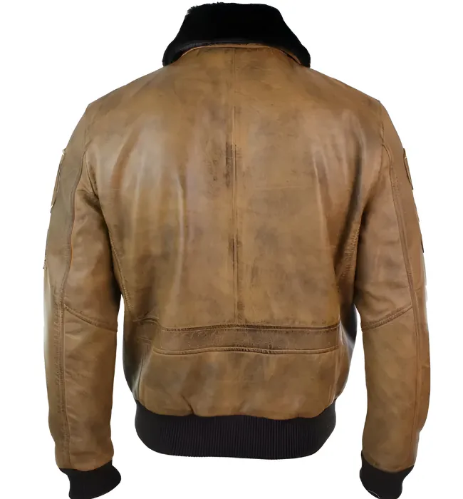 Buy Best Mens Aviator Tan Bomber Leather Jacket