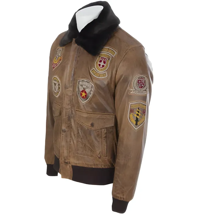 Buy Best Mens Aviator Tan Bomber Leather Jacket