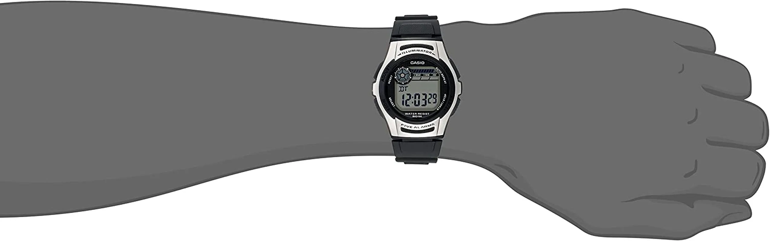 Casio Men's W213-1AVCF Basic Black and Silver Digital Watch