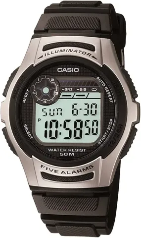 Casio Men's W213-1AVCF Basic Black and Silver Digital Watch