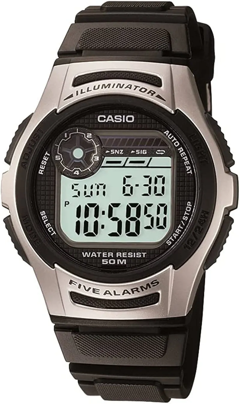 Casio Men's W213-1AVCF Basic Black and Silver Digital Watch