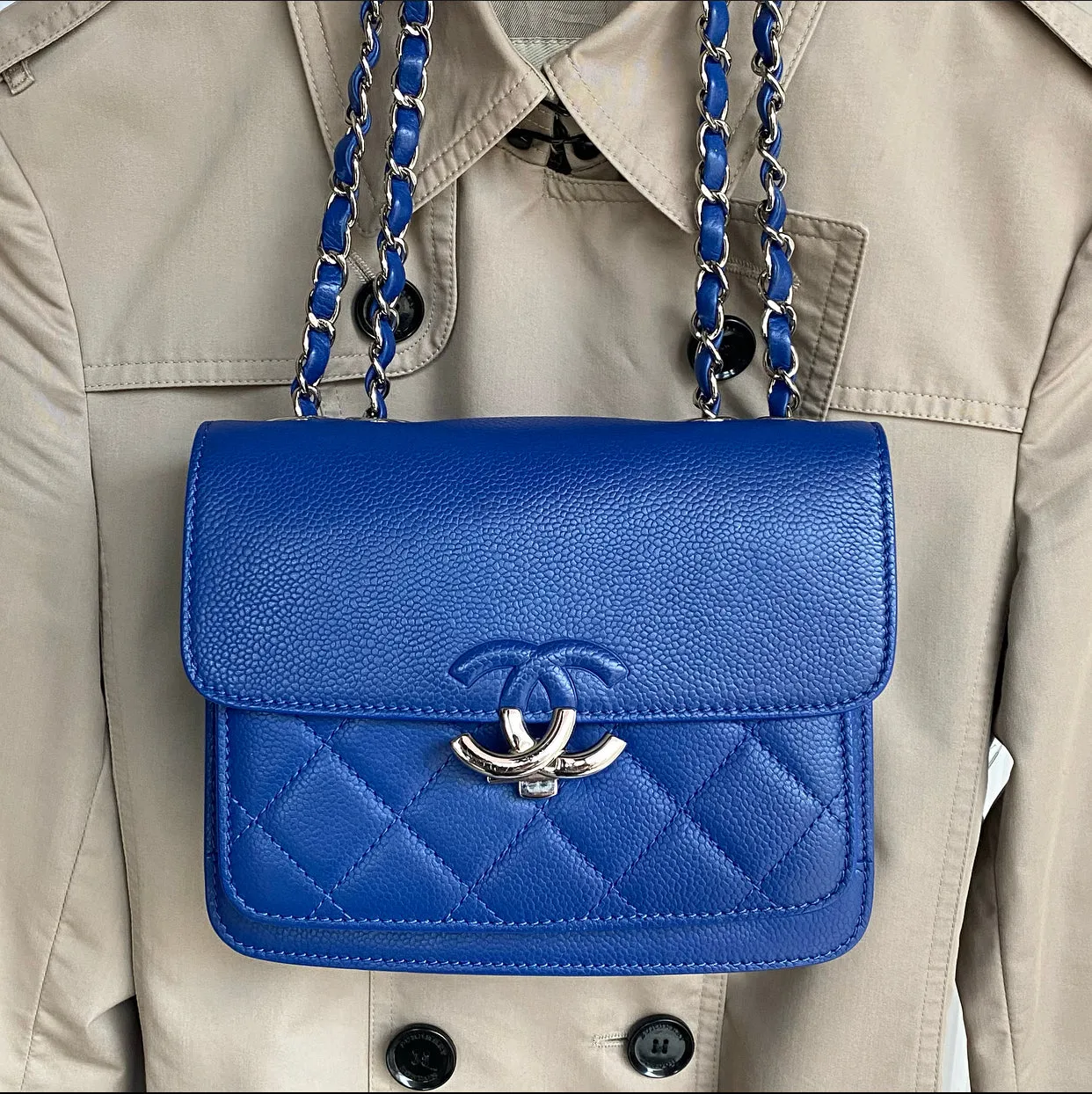 Chanel Cobalt Blue Small CC Box Chain Flap Bag