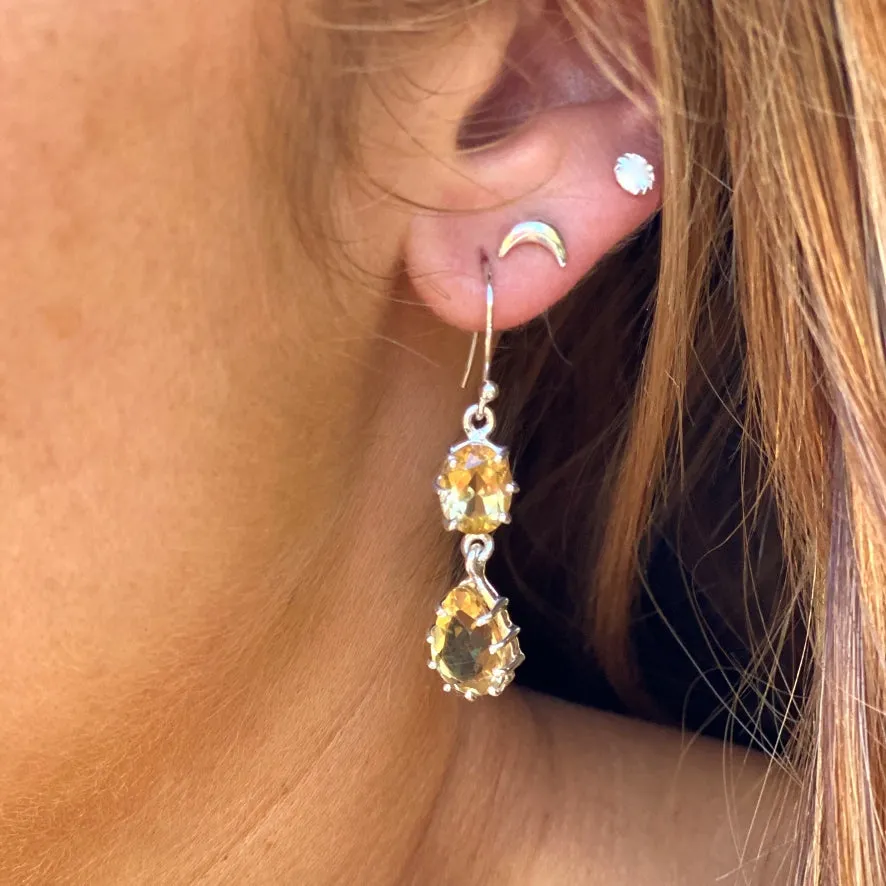 Citrine Gemstone Earrings with a Claw Setting - Gigi