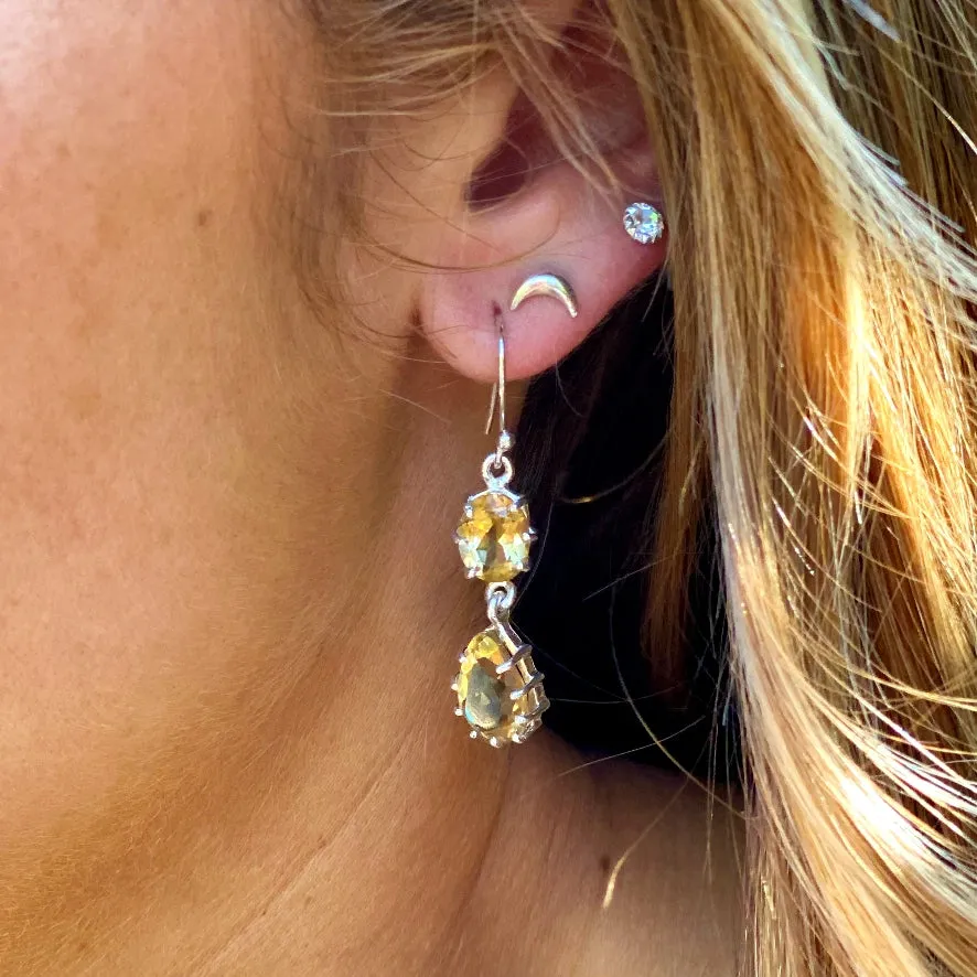 Citrine Gemstone Earrings with a Claw Setting - Gigi