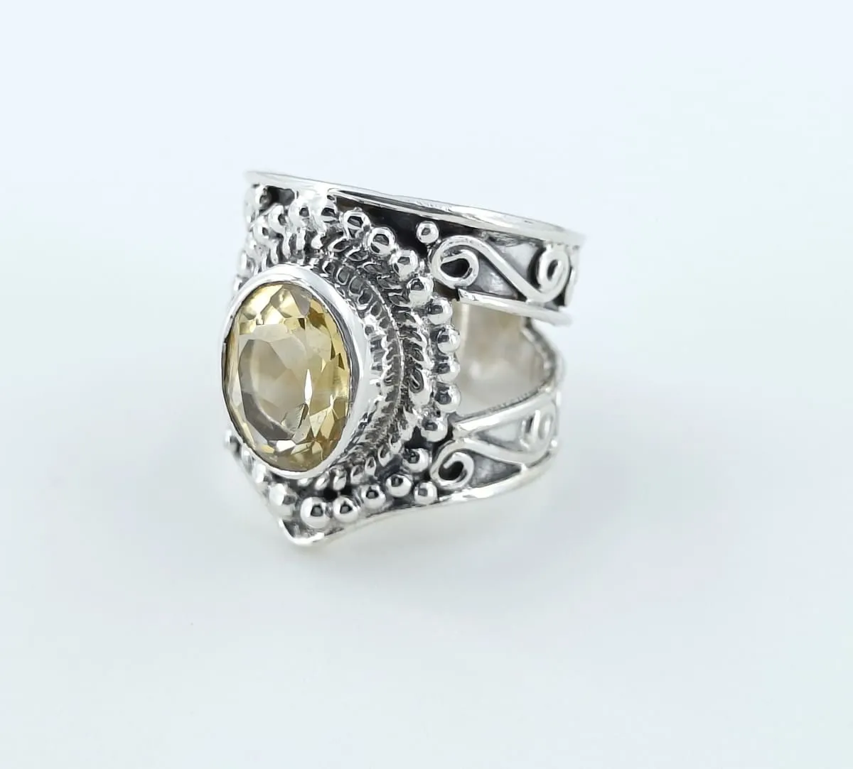 Citrine Silver Ring 925 Solid Sterling Silver Handmade Jewelry