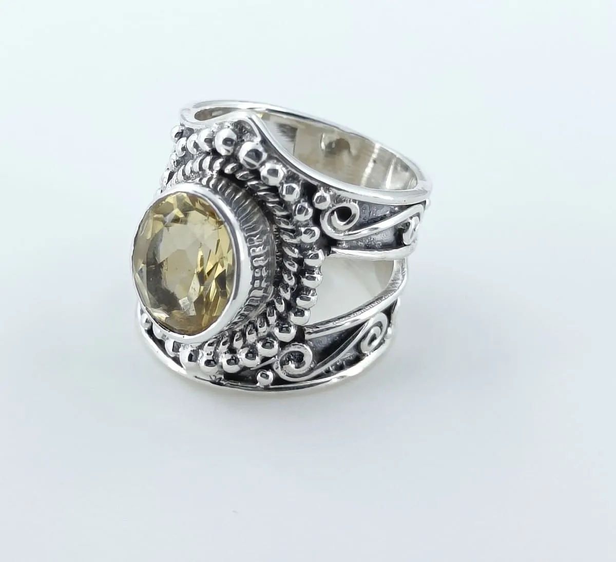 Citrine Silver Ring 925 Solid Sterling Silver Handmade Jewelry