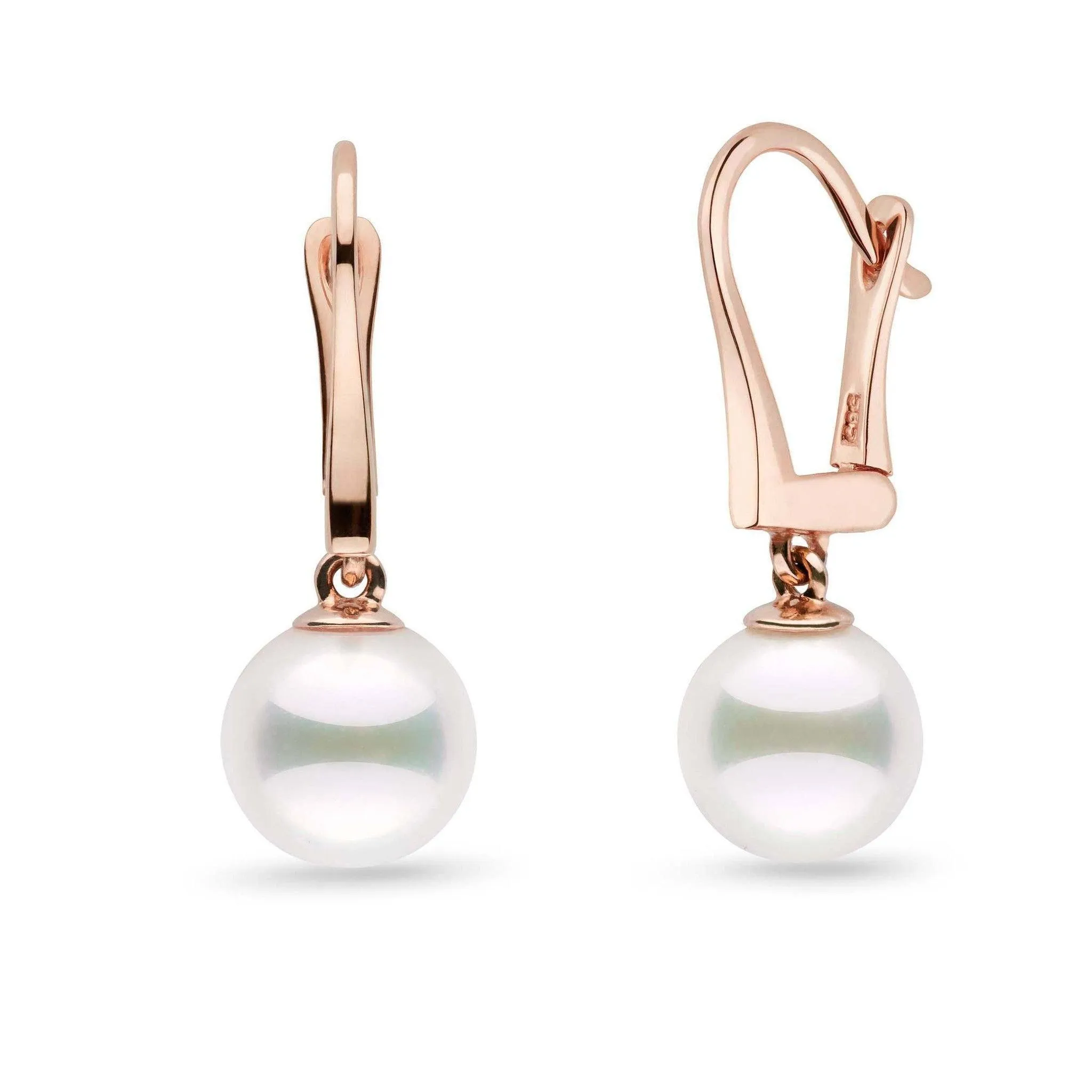 Classic Collection White Akoya 8.5-9.0 mm Pearl Dangle Earrings