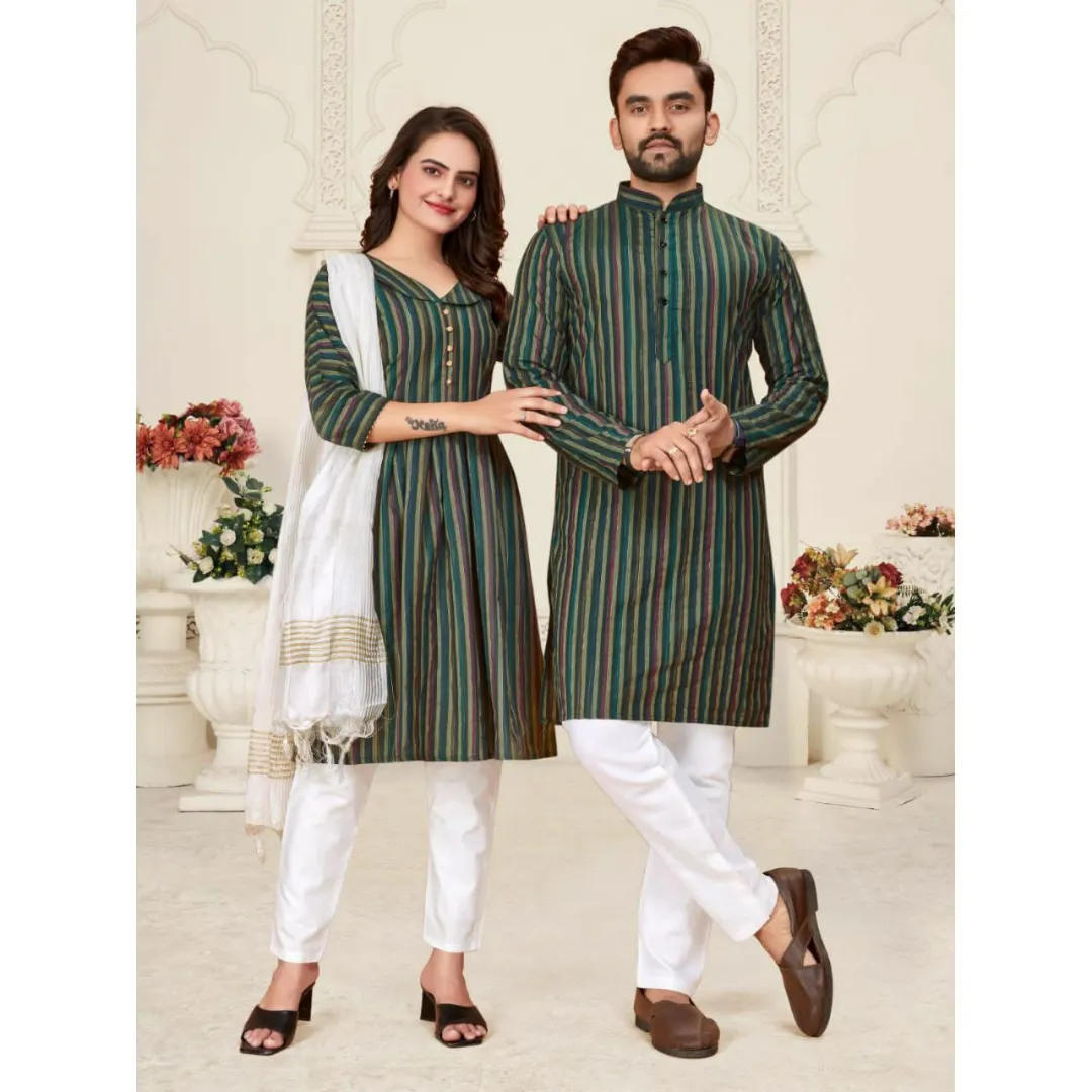 Cotton Couple Wear Matching Outfits Dress