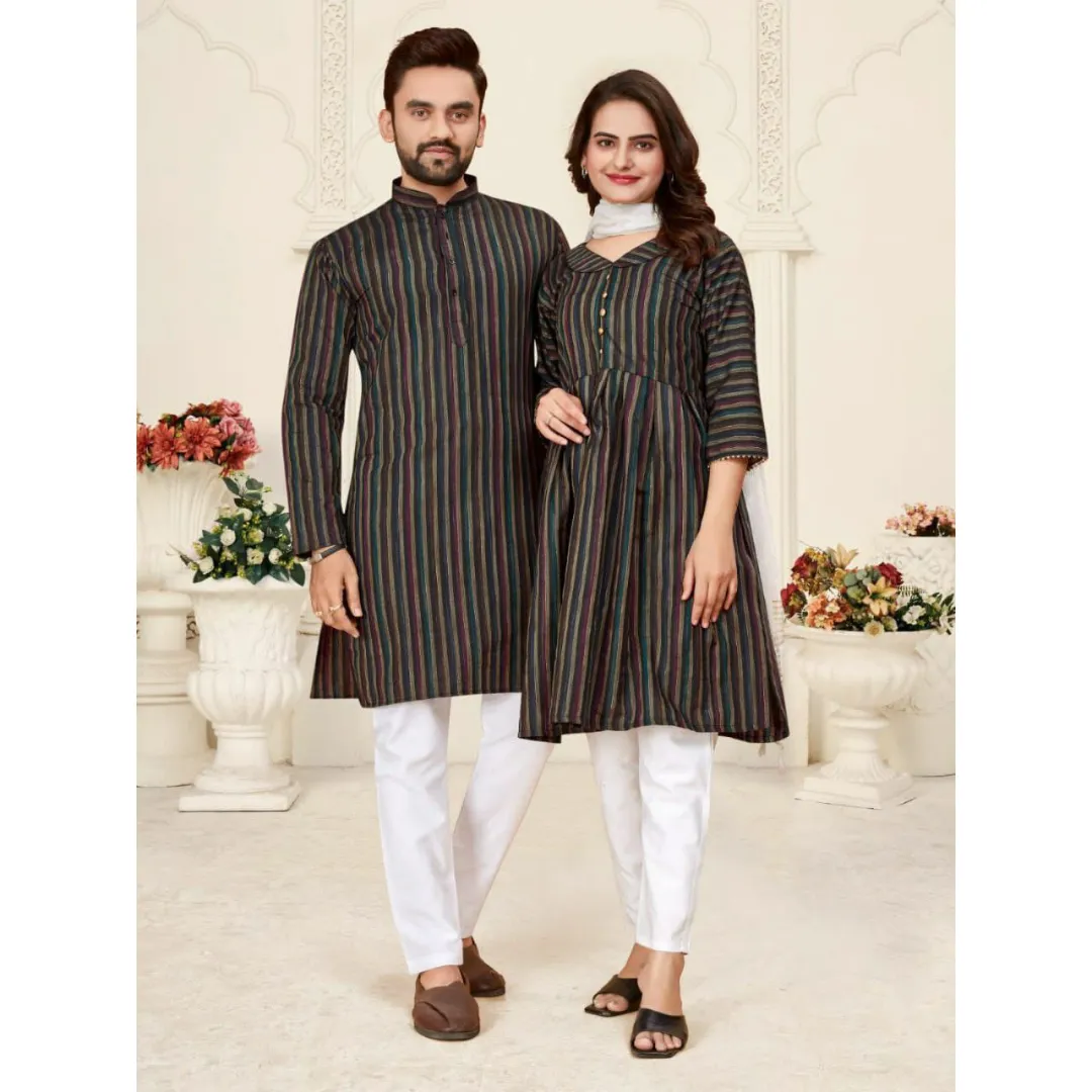 Cotton Couple Wear Matching Outfits Dress