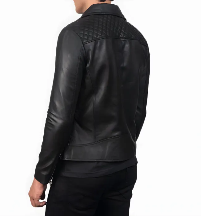 Danny Quilted Brown Leather Biker Jacket