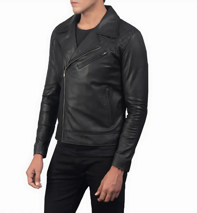 Danny Quilted Brown Leather Biker Jacket