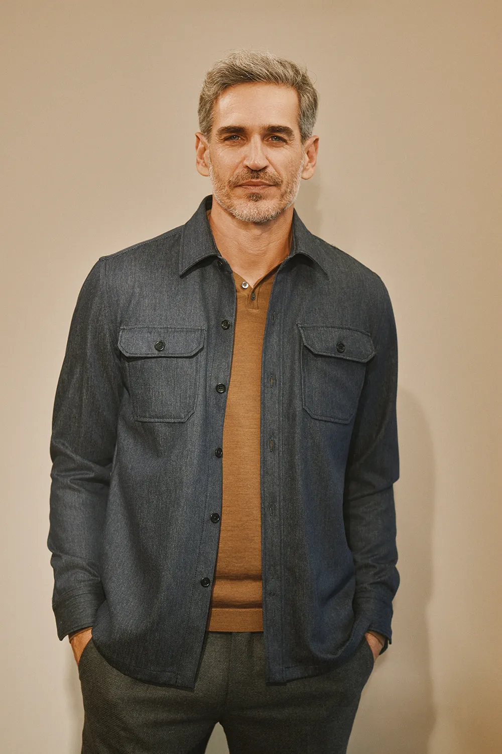 David Denim shirt in Trofeo Denim Wool