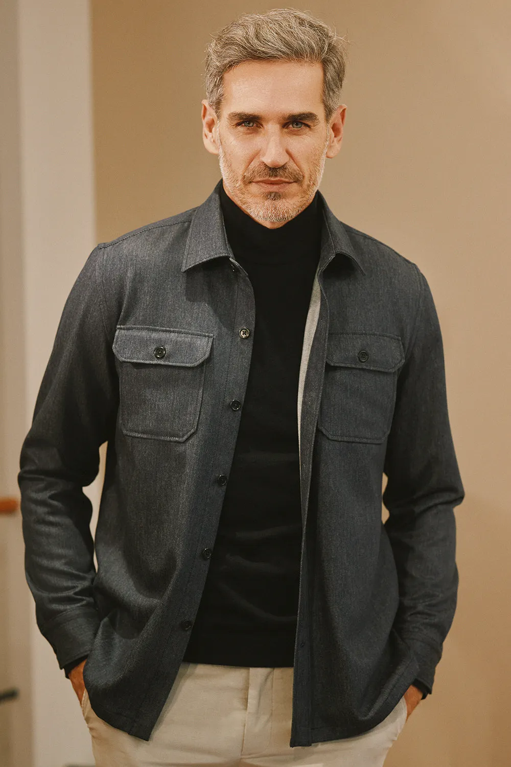 David Denim shirt in Trofeo Denim Wool