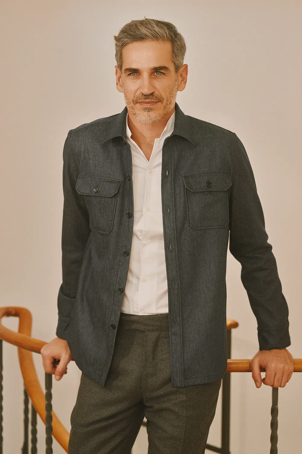 David Denim shirt in Trofeo Denim Wool