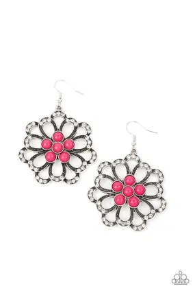 Dazzling Dewdrops Pink Flower Earrings - Paparazzi Accessories